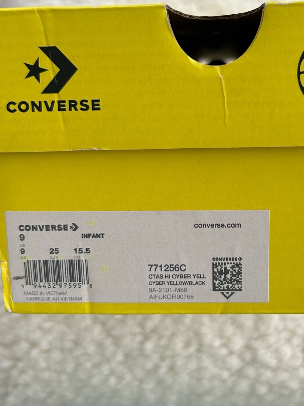 Converse x Chinatown Market CTAS Cyber Yellow Black High Top Smiley Sneaker Sz 9 - Picture 9 of 9
